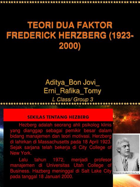 Teori Dua Faktor Frederick Herzberg 1923 2000 Pdf