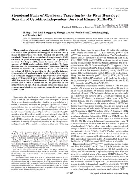 Pdf Structural Basis Of Membrane Targeting By The Phox Homology