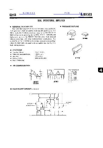 NJM4560 Datasheet PDF文件下载 芯片资料查询 维库电子市场网