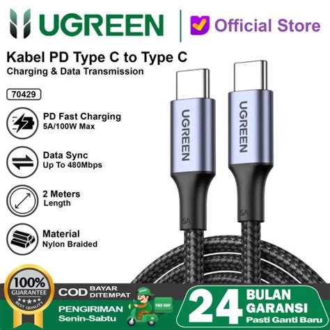 Jual Kabel Data Ugreen Usb Type C To Type C Pd 5a 100w Fast Charging