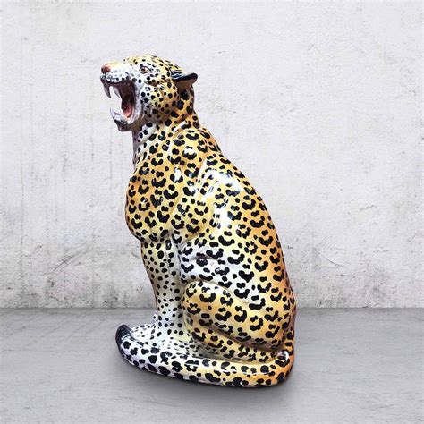 Vintage Handpainted Ceramic Leopard, Italy 1970s | #183044