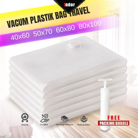 Jual Vacum Plastic Bag Travel Plastik Kompresi Vakum Baju Pakaian