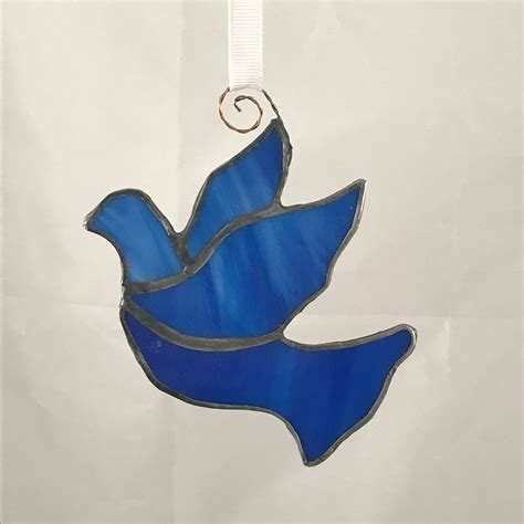 Stained Glass Christmas Dove Ornaments Set Of 2 Etsy