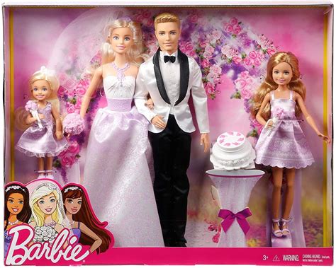 Barbie Coffret Mariage 4 poupées dont deux mariés et deux demoiselles