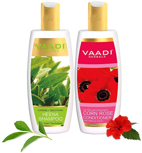 Buy Vaadi Herbals Superbly Smoothing Heena Shampoo 350ml With Corn Rose Conditioner 350ml