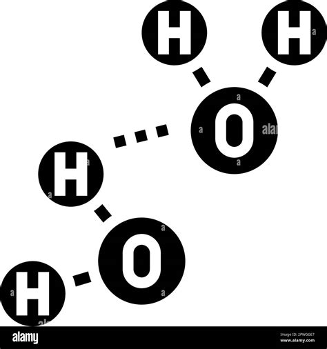 enlace de hidrógeno bioquímica glifo icono ilustración vectorial Imagen