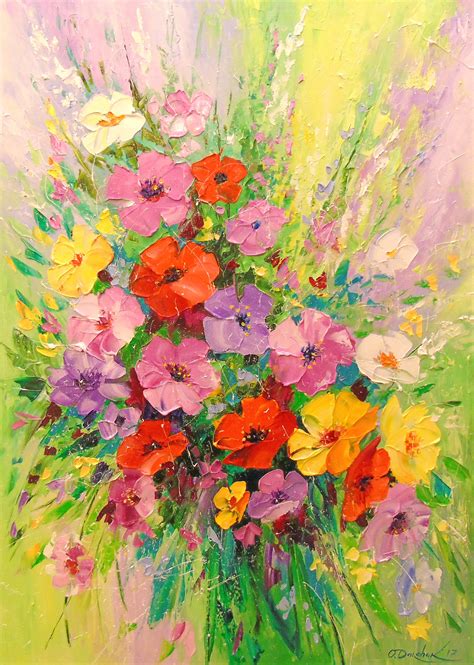 Bouquets De Fleurs En Peinture Magnifiques Fleurs Dans Lillustration