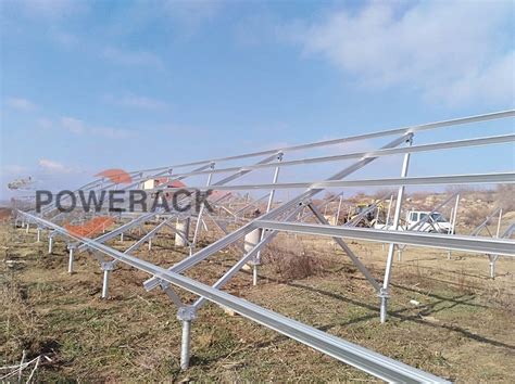 Powerack Self Design Solar Standard Ground Mounting System With Hot DIP Galvanizing Ground Screw