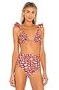 PatBO Spotted Ruffle Bikini Top In Red Cream REVOLVE