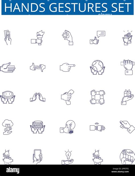 Hands Gestures Set Line Icons Signs Set Design Collection Of