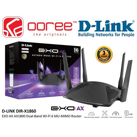 D LINK DIR X1860 EXO AX AX1800 WI FI 6 DUAL BAND ROUTER WITH OFMA MU