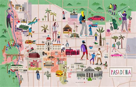 Map of Pasadena | Martin Haake | Illustrated map, Pasadena, Map