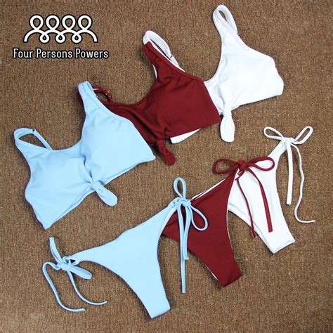 Women Beach Bikini Set Light Blue Swimsuit Sexy Padded Bikinis Bathing