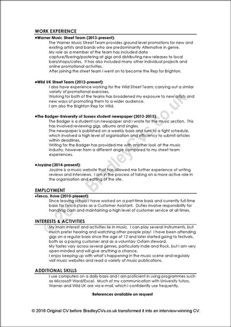 Examples Of Good And Bad Cvs Resumes By Bradley Cvs Uk