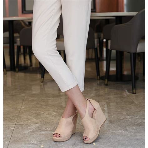 Shoes Nude Platform Wedges Cutout Side Straps Shoes Poshmark