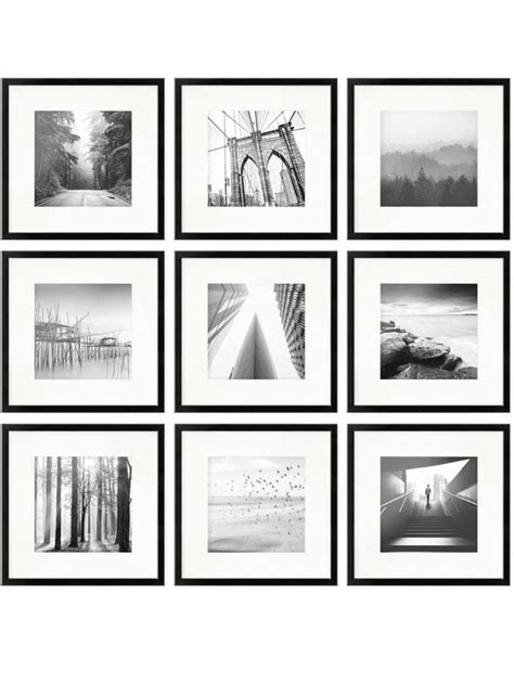 PHOTOLINI Set Di 9 Cornici Per Poster 30x30 Cm Con Passe Partout 20x20