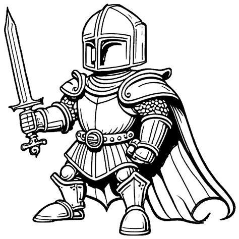 Cool Knight Coloring Page · Creative Fabrica