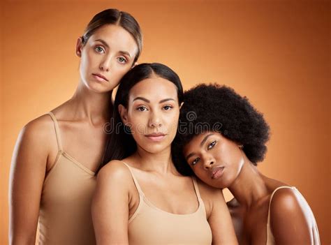 Beauty Diversity And Skincare Friends In Studio Advertising Natural