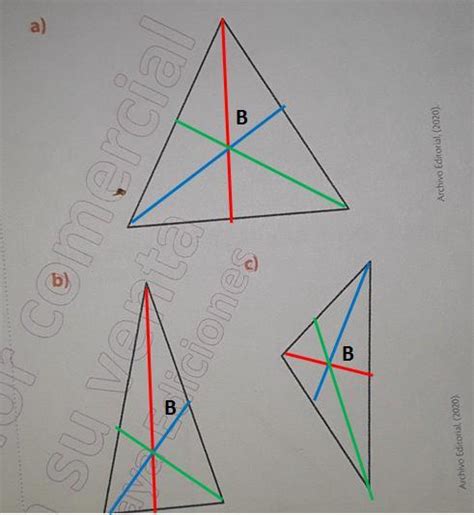 Traza las medianas en los siguientes triángulosy encuentra el