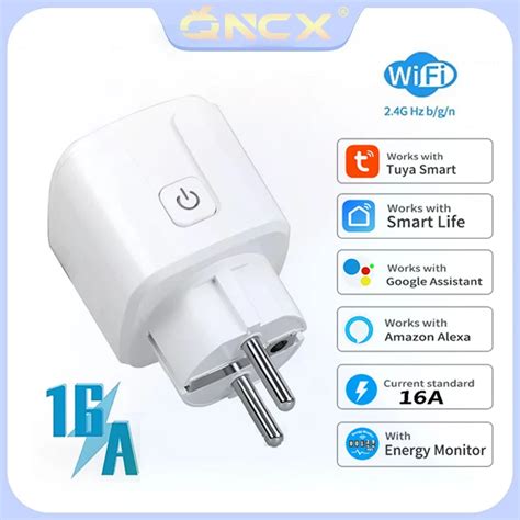 Qncx Smart Plug Eu 16a Tuya Wifi Socket Ac100 240v Wireless Power