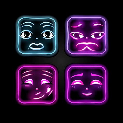 Premium Photo Neon Design Of Blushing Face Icon Emoji With Shy