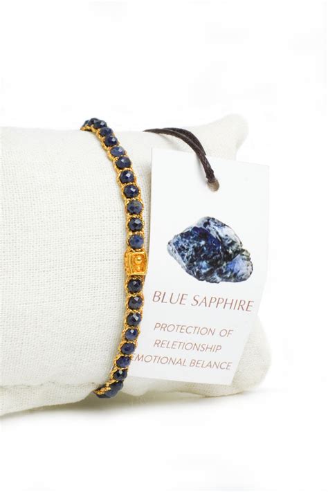 Blue Sapphire | GOLD Yarn | Gemstone Bracelet – Samapura Jewelry