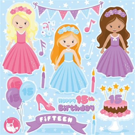 Happy 15th Birthday Clipart | High-Quality Graphics