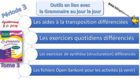 Grammaire au jour le jour Tome 3 outils pour la période 3 My Blog