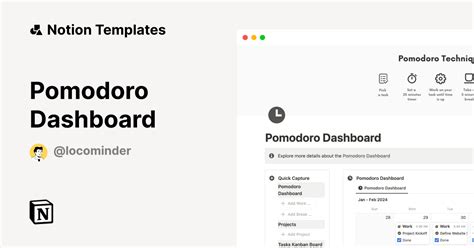 Pomodoro Dashboard Template Notion Marketplace