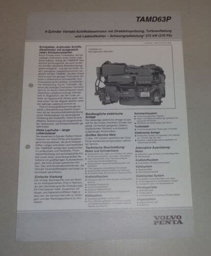 Typenblatt Technische Daten Volvo Penta Bootsmotor Tamd P Stand