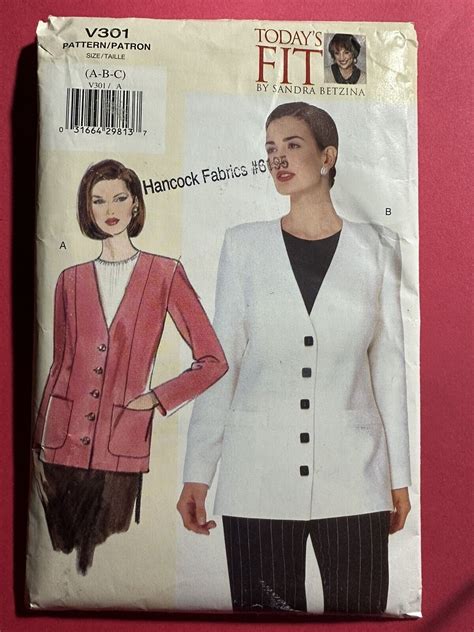 Misses Petite Jacket Sewing Pattern Vogue Sandra Betzina A B C