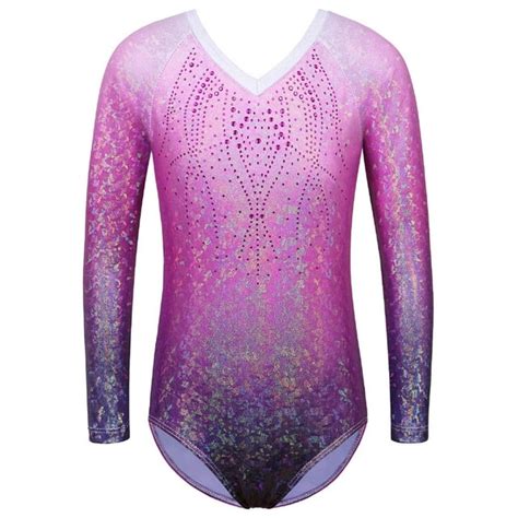 Baohulu Sparkle Diamond Leotards For Girls Purple Gymnastics Dance