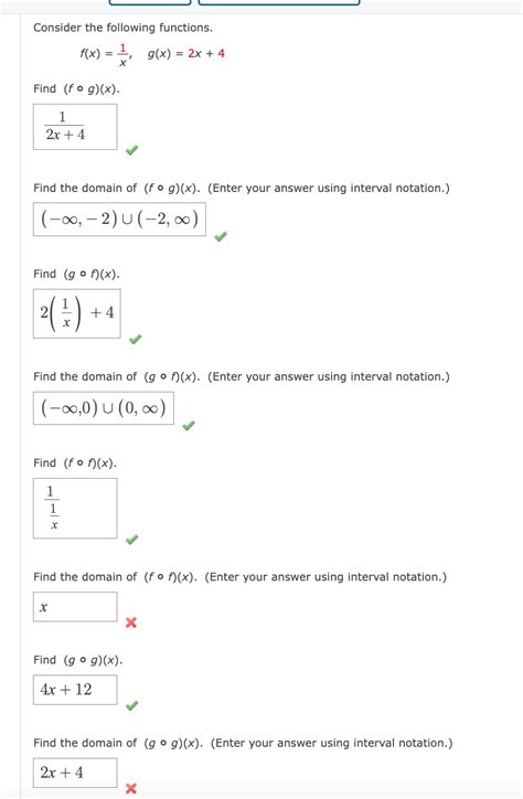 Solved Consider The Following Functions F X X1 G X 2x 4