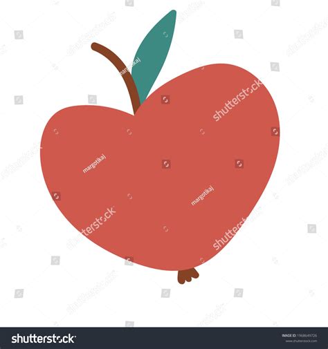 Red Apple Green Leaf Cartoon Style Stock Vector Royalty Free