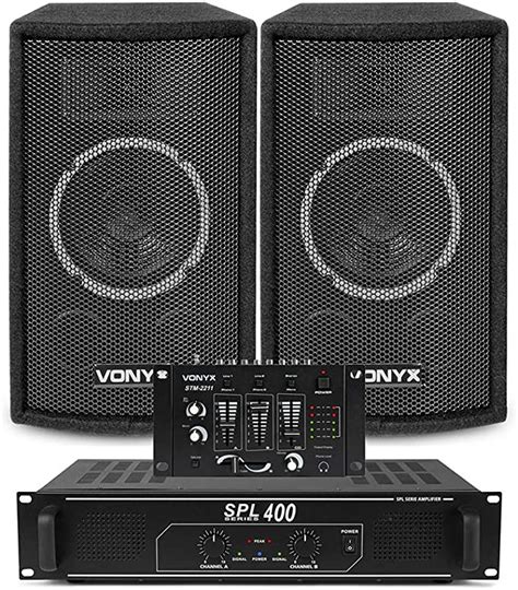 2x Vonyx SL6 6 PA Party Speakers Amplifier DJ Mixer Cables System