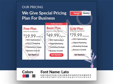 Pricing Plan Template on Behance