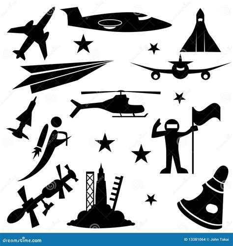 Aerospace Icon Set Stock Vector Illustration Of Icons 13381064