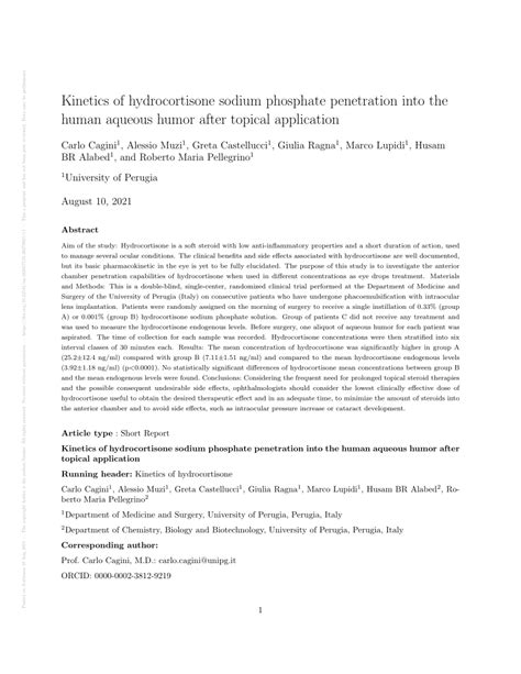 PDF Kinetics Of Hydrocortisone Sodium Phosphate Penetration Into The