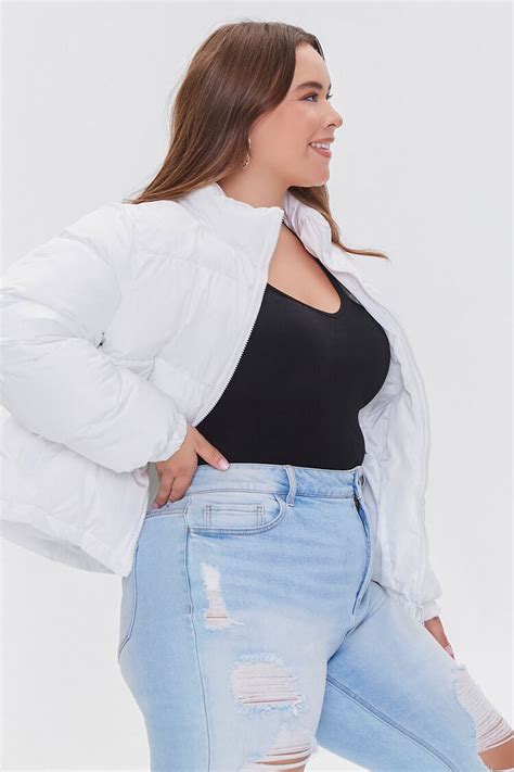 Plus Size Zip Up Puffer Jacket