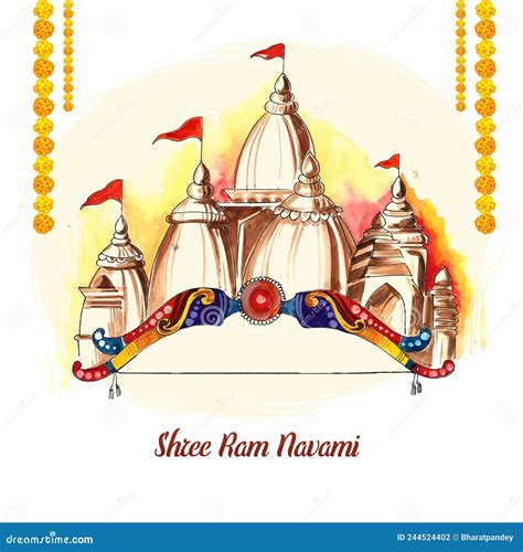 Shri Ram Navami With Bow Arrow Sketch Kard Design Royalty Free Stock