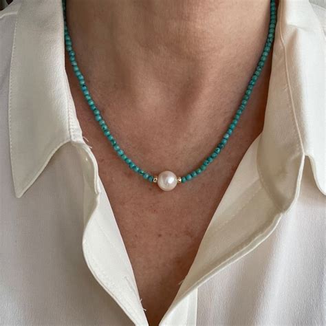 Turquoise Necklace Genuine Natural Kingman Turquoise Small Bead