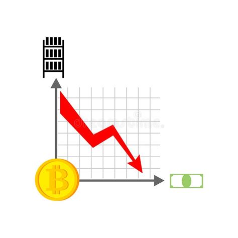 Falling Bitcoin Price Decrease In Value Of Crypto Currency Vector