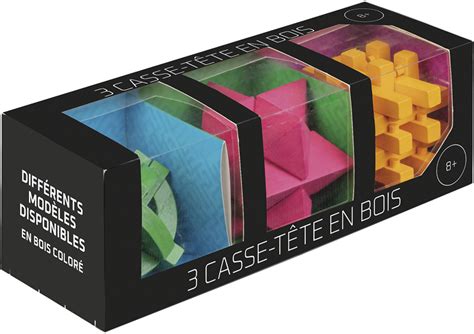 COFFRET 3 CASSE TÊTES EN BOIS COLORÉS DEFIPARADES Le magasin