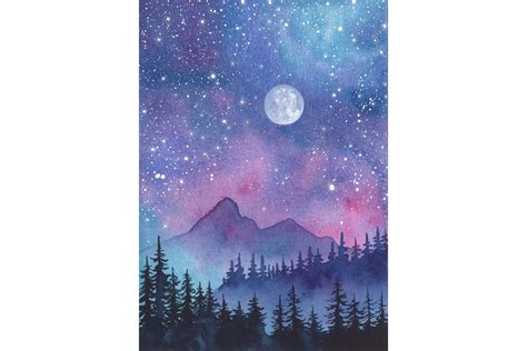 Full Moon Painting Night Sky Original Art 5 by 7 Shenandoah National ...