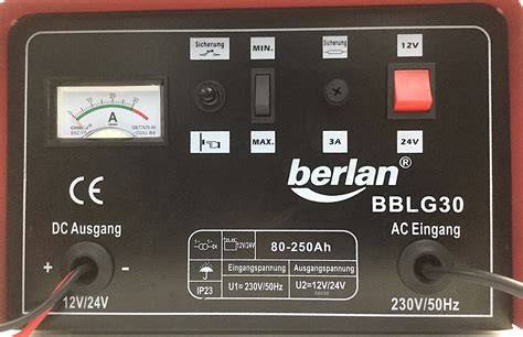 berlan BBLG30 Ladegerät DC Ausgang 12V 24V AC Eingang 230V 50Hz 80 250Ah