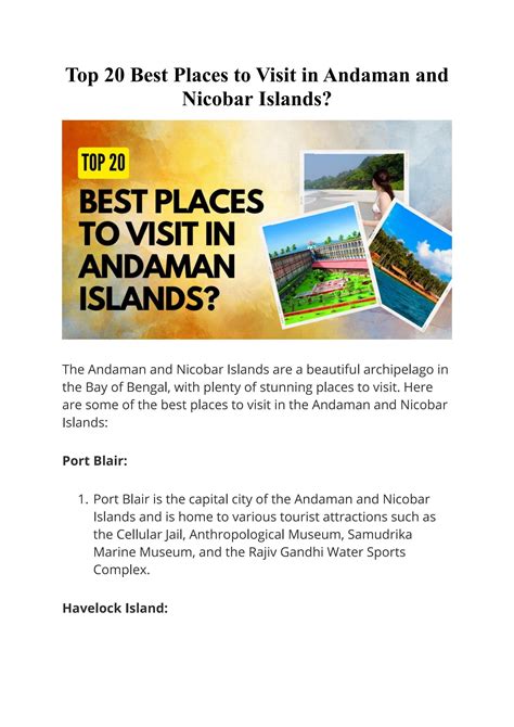 Top 20 Best Places To Visit In Andaman And Nicobar Islands By Debal