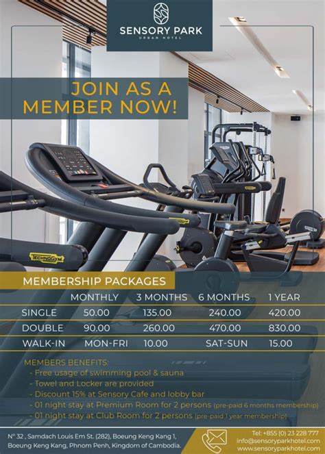 GYM MEMBERSHIP PACKAGES | Sensory Park Urban Hotel Phnom Penh