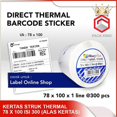 Jual Kertas Label Sticker Resi Thermal Barcode 78x100 Mm Gulung Isi 300