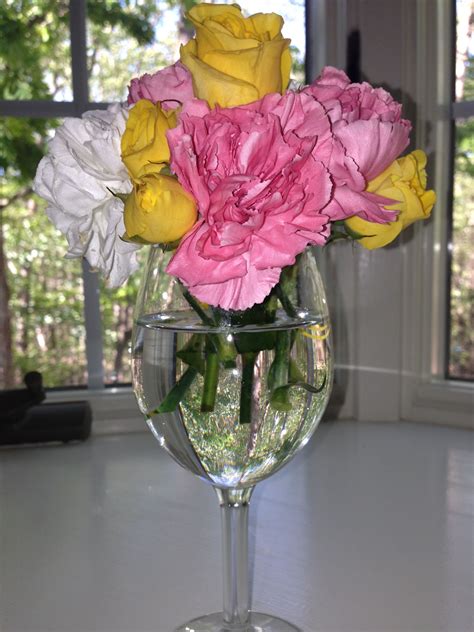 Wine glass flower arrangement- Brooke's Bouquets | Flower arrangements