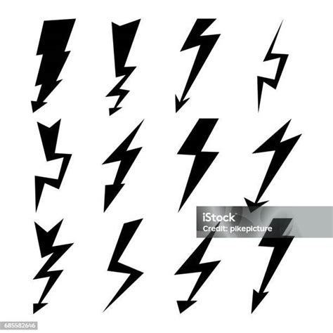 閃電標誌向量集閃電螺栓圖示博爾特雷符號flash 象形圖向量圖形及更多光圖片 - 光, 剪裁圖, 危險 - iStock